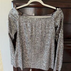 Elegant Silver Sequin Women's Top